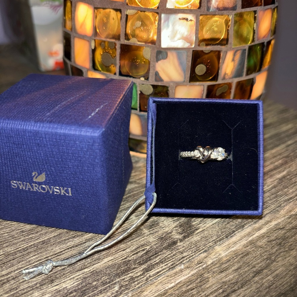 Swarovski Knotted heart Ring with Crystals